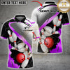 Maxcorners Bowling Bowling Ball And White Pins Blue Geometric Multicolor Customized Name, Team Name 3D Shirts