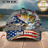 Maxcorners Fishing American Flag & Riveted Metal Pattern Personalized Name 3D Cap