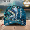 Maxcorners Jumping Fish & Blue Fish Scale Pattern Personalized Name 3D Cap