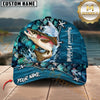Maxcorners Jumping Fish & Blue Fish Scale Pattern Personalized Name 3D Cap