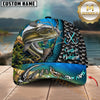 Maxcorners Fishing Underwater Scene & Fish Scale Pattern Personalized Name 3D Cap
