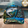 Maxcorners Fishing Underwater Scene & Fish Scale Pattern Personalized Name 3D Cap