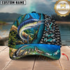 Maxcorners Fishing Underwater Scene & Fish Scale Pattern Personalized Name 3D Cap