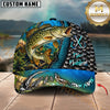 Maxcorners Fishing Underwater Scene & Fish Scale Pattern Personalized Name 3D Cap