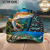 Maxcorners Fishing Underwater Scene & Fish Scale Pattern Personalized Name 3D Cap