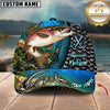 Maxcorners Fishing Underwater Scene & Fish Scale Pattern Personalized Name 3D Cap