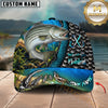 Maxcorners Fishing Underwater Scene & Fish Scale Pattern Personalized Name 3D Cap