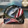 Maxcorners Fishing Camo Texture Stitched US Flag Fish Hooks Graphic Customized Name 3D Cap