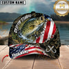 Maxcorners Fishing Camo Texture Stitched US Flag Fish Hooks Graphic Customized Name 3D Cap