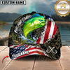 Maxcorners Fishing Camo Texture Stitched US Flag Fish Hooks Graphic Customized Name 3D Cap
