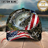 Maxcorners Fishing Camo Texture Stitched US Flag Fish Hooks Graphic Customized Name 3D Cap