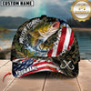 Maxcorners Fishing Camo Texture Stitched US Flag Fish Hooks Graphic Customized Name 3D Cap