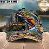 Maxcorners Fishing Snake Skin Stitched River Bed Rocks Water Splash Graphic Customized Name 3D Cap
