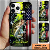 Maxcorners Fishing American Flag And Fishing Hooks Personalized Name 3D Phone Case (13 Fish Species)