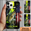 Maxcorners Fishing American Flag And Fishing Hooks Personalized Name 3D Phone Case (13 Fish Species)