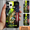 Maxcorners Fishing American Flag And Fishing Hooks Personalized Name 3D Phone Case (13 Fish Species)