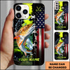 Maxcorners Fishing American Flag And Fishing Hooks Personalized Name 3D Phone Case (13 Fish Species)