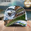 Maxcorners Fishing Jumping Fish Water Splash Reeds Heartbeat Line Graphic Artwork Customized Name 3D Cap