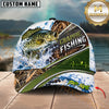 Maxcorners Fishing Jumping Fish Water Splash Reeds Heartbeat Line Graphic Artwork Customized Name 3D Cap