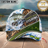 Maxcorners Fishing Jumping Fish Water Splash Reeds Heartbeat Line Graphic Artwork Customized Name 3D Cap
