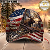 Maxcorners Hunting Patriotic American Flag, Forest Sunset Landscape Multi Animals Customized Name 3D Cap