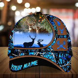 Maxcorners Flag Couple Deer Hunting Art Line Pattern Personalized Hats 3D Multicolored