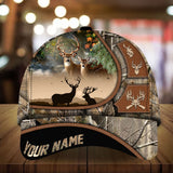 Maxcorners Flag Couple Deer Hunting Art Line Pattern Personalized Hats 3D Multicolored