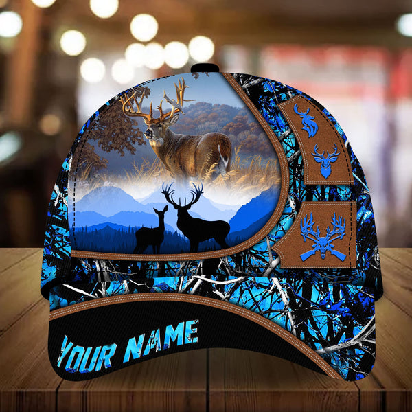 Maxcorners Flag Deer Hunting Art Leather Pattern Personalized Hats 3D Multicolored