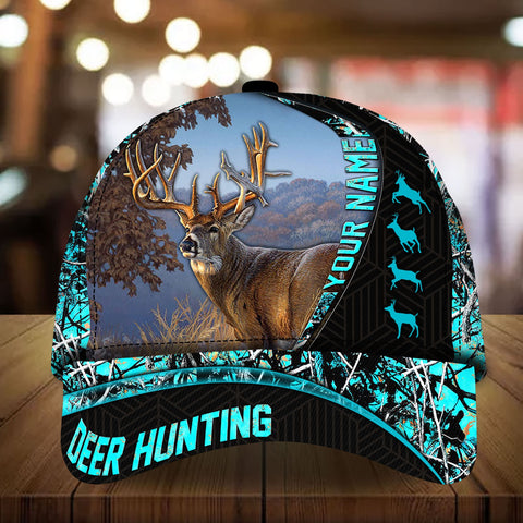 Maxcorners Flag Couple Deer Hunting Art Line Pattern Personalized Hats 3D Multicolored