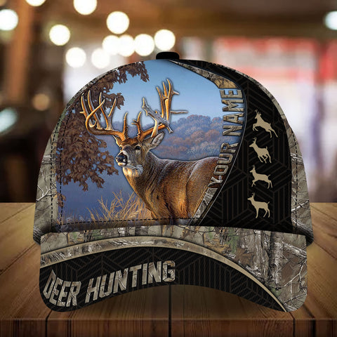 Maxcorners Flag Couple Deer Hunting Art Line Pattern Personalized Hats 3D Multicolored