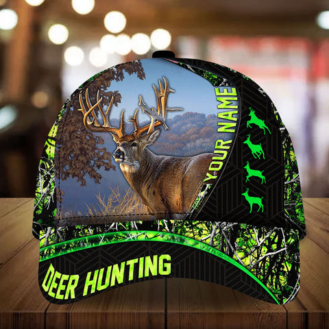 Maxcorners Flag Couple Deer Hunting Art Line Pattern Personalized Hats 3D Multicolored