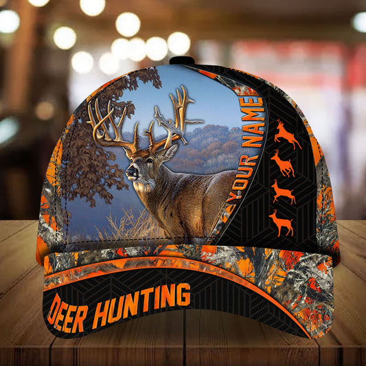 Maxcorners Flag Couple Deer Hunting Art Line Pattern Personalized Hats 3D Multicolored