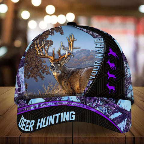 Maxcorners Flag Couple Deer Hunting Art Line Pattern Personalized Hats 3D Multicolored