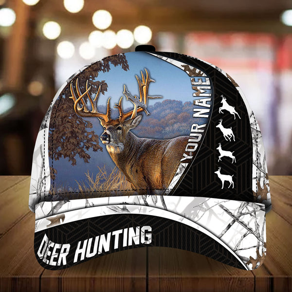 Maxcorners Flag Couple Deer Hunting Art Line Pattern Personalized Hats 3D Multicolored