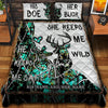 Maxcorners Personalized Name Couple Deer Hunting Quilt Bedding Set (Multi Color Options)