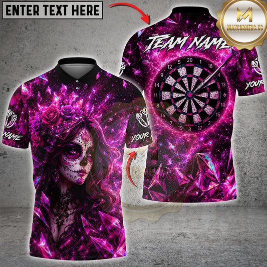 Maxcorners Darts Crystal Crown Skull Woman Multicolor Customized Name, Team Name 3D Shirts
