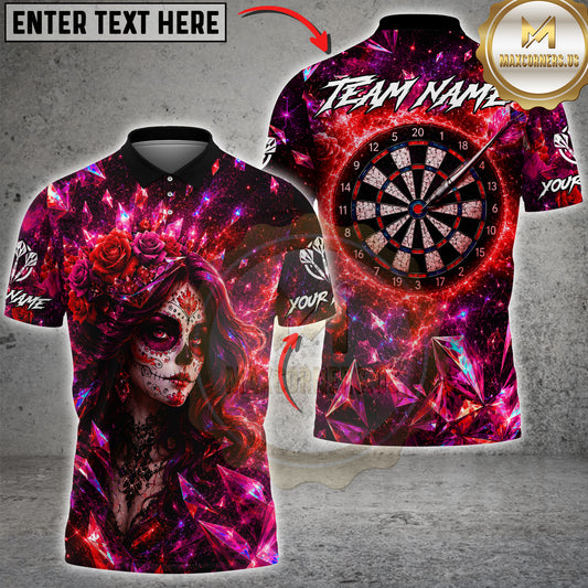 Maxcorners Darts Crystal Crown Skull Woman Multicolor Customized Name, Team Name 3D Shirts