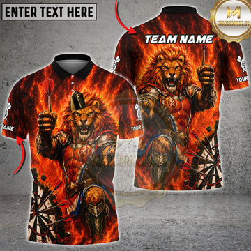 Maxcorners Darts Fiery Lion Warrior Multicolor Customized Name, Team Name 3D Shirts