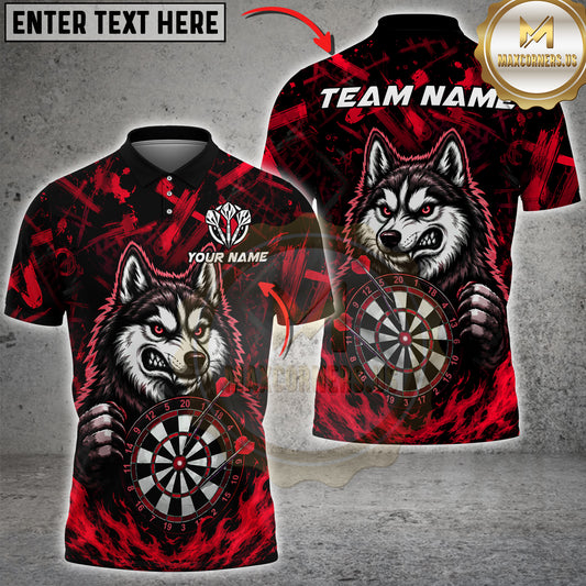 Maxcorners Darts Fierce Wolf Bullseye Multicolor Customized Name, Team Name 3D Shirts