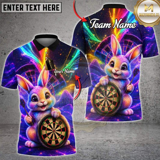 Maxcorners Darts Rainbow Cosmic Bunny Dartboard Customized Name, Team Name 3D Shirts