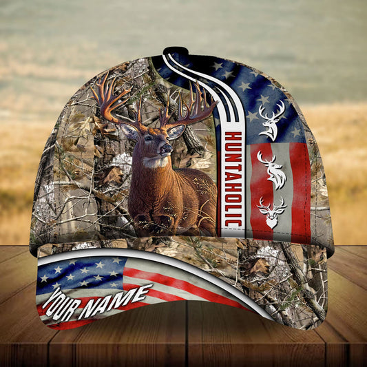Maxcorners The Best Loralle Huntaholic Deer Hunting Personalized Hats 3D Multicolored