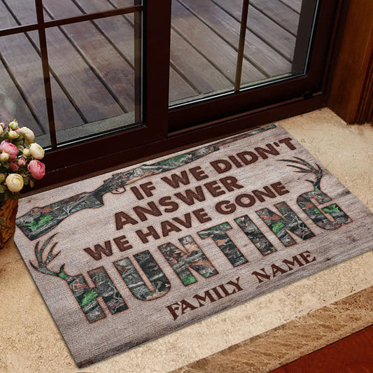Maxcorners Personalized Hunting Rubber Doormat, Hunting If We Did't Answer Welcome Doormat, Custom Name Indoor Outdoor Door Mat, Home Decor