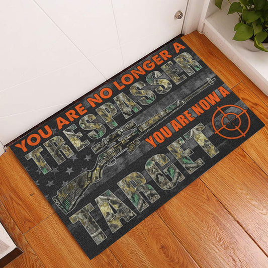 Maxcorners Personalized Hunting Rubber Doormat, Hunting You Are No Longer A Trespasser Welcome Doormat, Custom Name Indoor Outdoor Door Mat, Home Decor