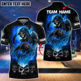 Max Corner Bowling and Pins Reaper Fire Pattern Multicolored Bowling jerseys Custom Name And Team 3D Polo Shirt