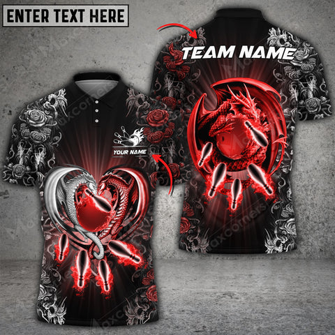 Max Corner Bowling ball and pins Dragon Heart Flower Pattern Custom Name And Team Shirt