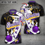 Max Corner Bowling and Pins Graffity Live Art Pattern Multicolored Bowling jerseys Custom Name And Team 3D Polo Shirt