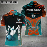 Max Corner Bowling and Pins Sport Jerseys Gear Pattern Multicolored Bowling jerseys Custom Name And Team 3D Polo Shirt