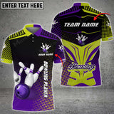 Max Corner Bowling and Pins Sport Jerseys Gear Pattern Multicolored Bowling jerseys Custom Name And Team 3D Polo Shirt