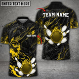 Max Corner Bowling and Pins Skull Dog Guardian Flash Pattern Multicolored Bowling jerseys Custom Name And Team 3D Polo Shirt