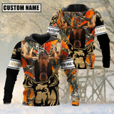 Maxcorners Custom Name Orange Camouflage Moose Hunting Shirt 3D All Over Printed Clothes